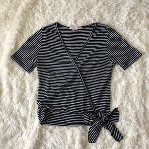 Stripe Wrap Crop Top